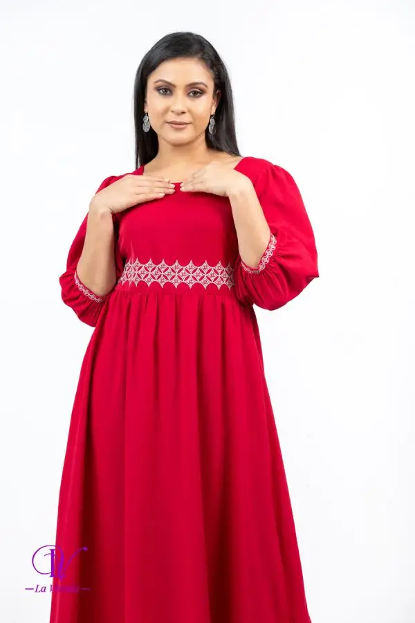 Waist & Cuff Embroidered Maxi Dress - Image 2