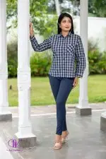 Gingham Button Up Shirt Blouse - Image 4