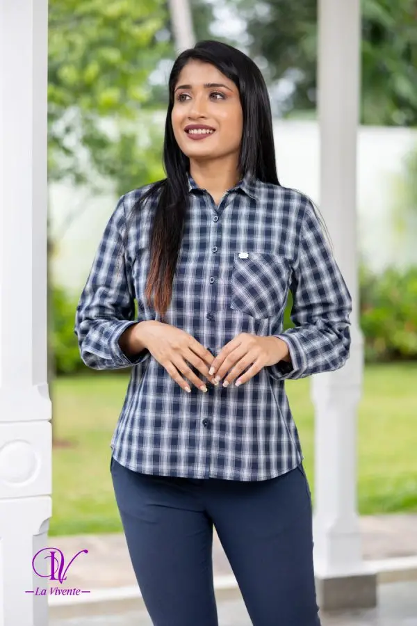 Gingham Button Up Shirt Blouse