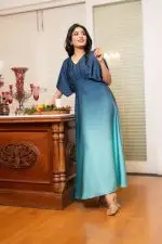Empire Lined Ombre Evening Wear Maxi Dress - Image 3