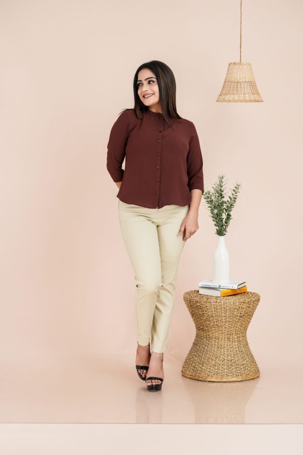Chinese Collared Button Up Shirt Top - Image 3