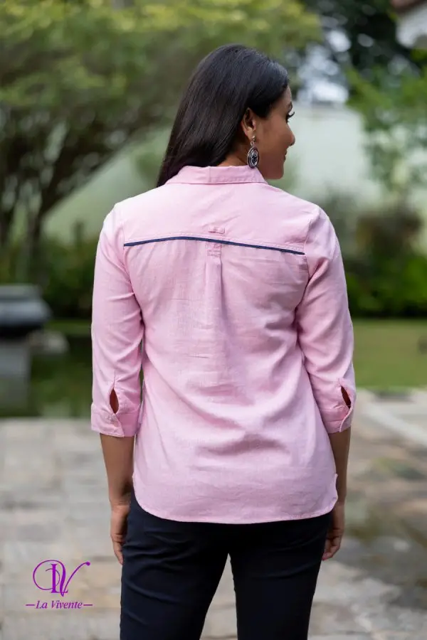 Contrast Piping Detailed Button Up Shirt Blouse - Image 4
