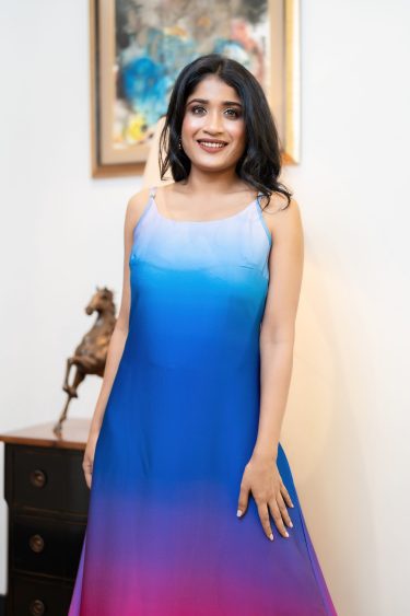 Ombre A-Line Maxi Dress With Adjustable Straps