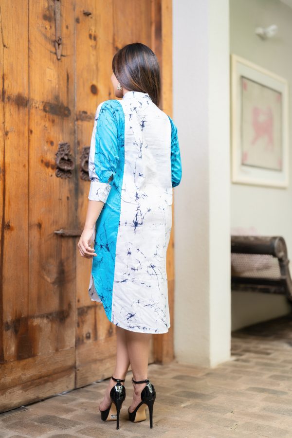 Embroidered Color-block Batik Shirt Dress - Image 4