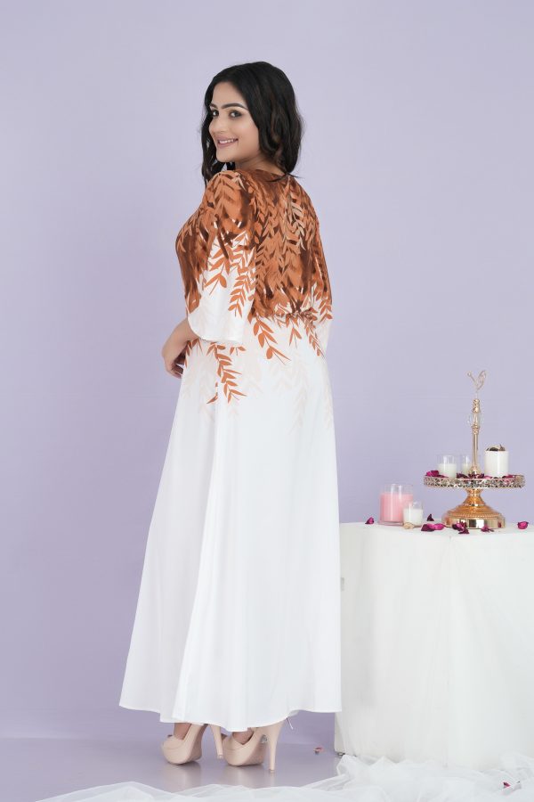 Floral Patterned Flare Sleeved Maxi Dress - Image 3