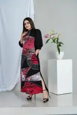 Abstract Printed Puff Sleeved Batik Maxi Dress - Image 2