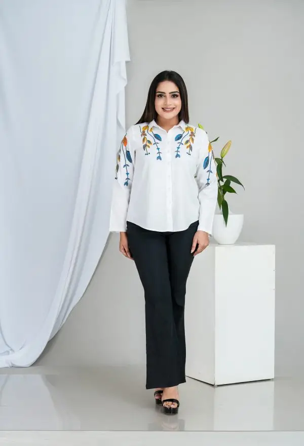 Embroidered Button Up Shirt Blouse - Image 5