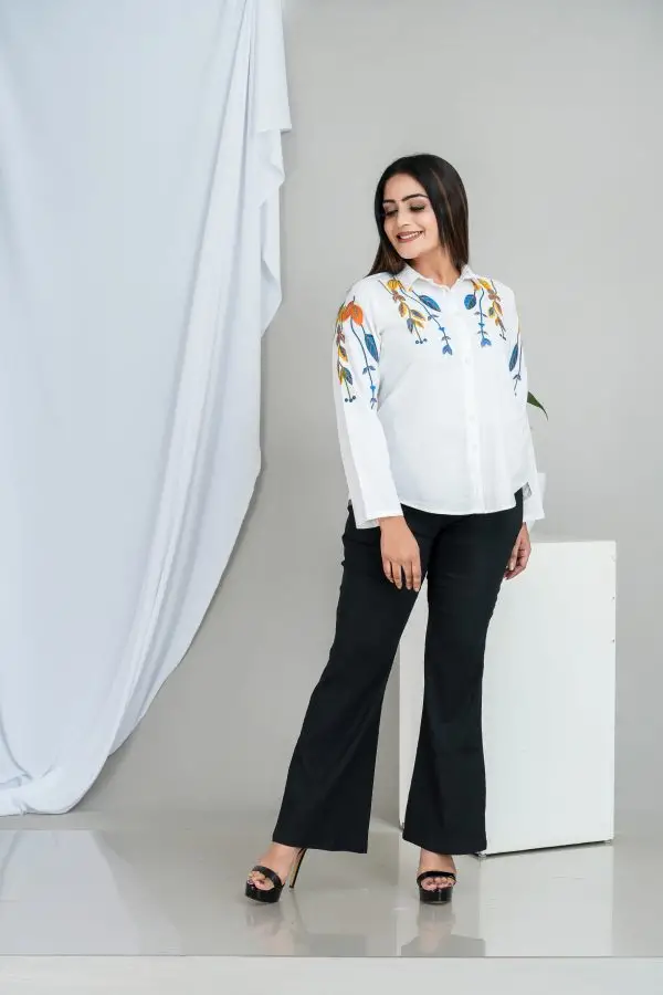 Embroidered Button Up Shirt Blouse - Image 4