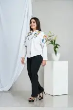 Embroidered Button Up Shirt Blouse - Image 3