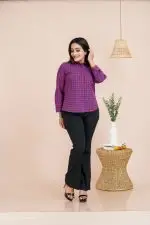 Gingham Patterned Shirt Blouse - Image 3