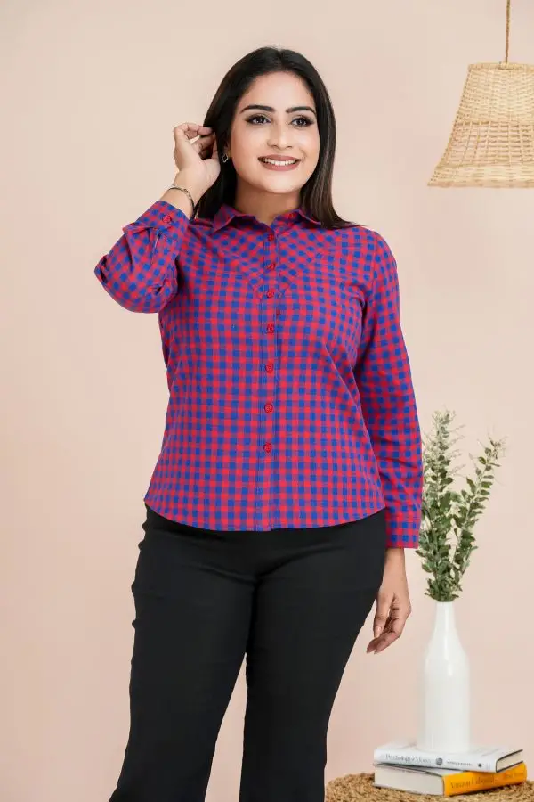 Gingham Patterned Shirt Blouse - Image 2