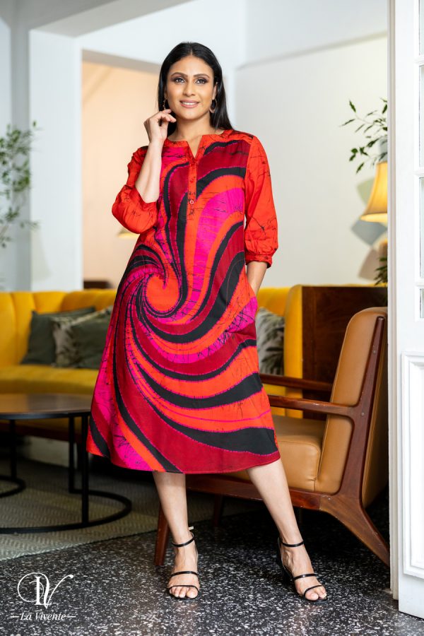 Abstract Printed Short Batik Dress - Image 5