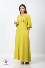 Front Pleated Bell Sleeved Maxi Dress - Image 4