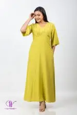 Front Pleated Bell Sleeved Maxi Dress - Image 3