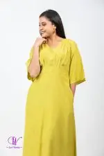 Front Pleated Bell Sleeved Maxi Dress - Image 2