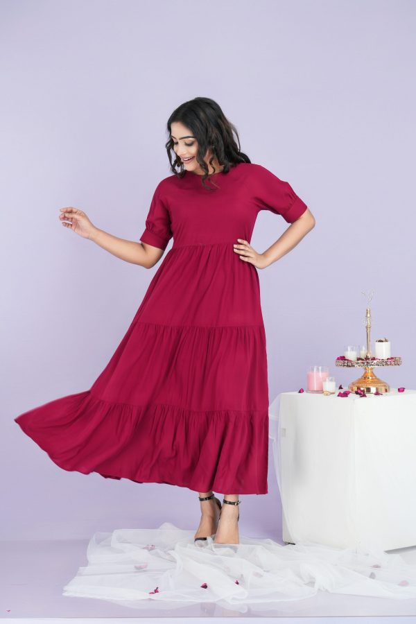 Puff Sleeved Tiered Maxi Dress - Image 4