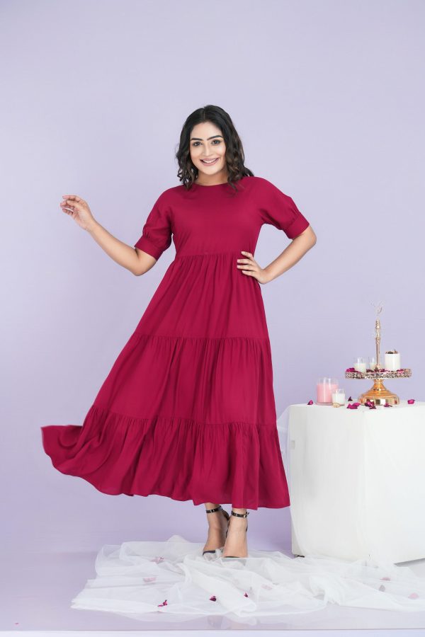 Puff Sleeved Tiered Maxi Dress - Image 3