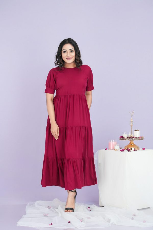 Puff Sleeved Tiered Maxi Dress - Image 2