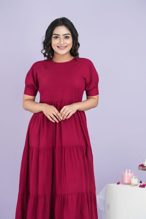 Puff Sleeved Tiered Maxi Dress - La Vivente