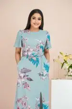 Floral Patterned Front Slit Detailed Maxi Dress - Image 2