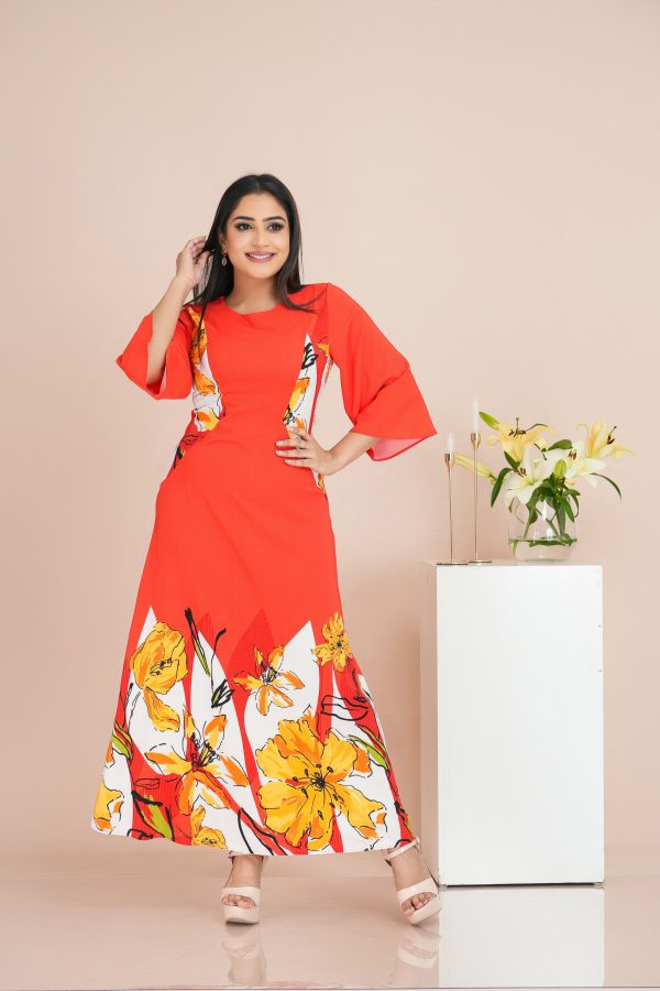 Floral Patterned Side Patch Detailed Maxi Dress - Image 3