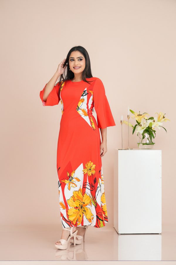 Floral Patterned Side Patch Detailed Maxi Dress - Image 2