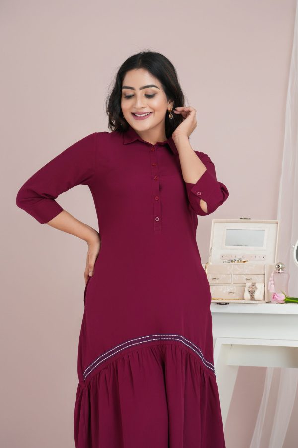 Geometric Embroidered Frilled Hem Maxi Dress - Image 2