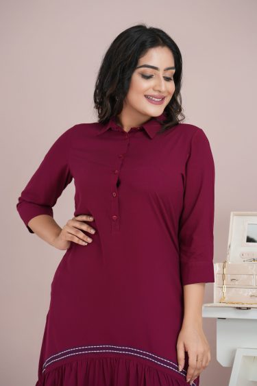 Geometric Embroidered Frilled Hem Maxi Dress