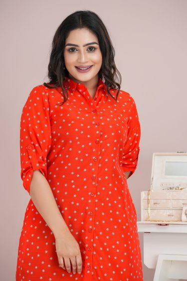 Floral Patterned Button Up Shirt Dress