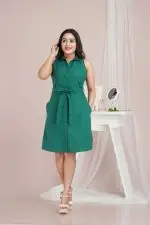 Sleeveless Princess Lined Button Up Short Dress - Image 4
