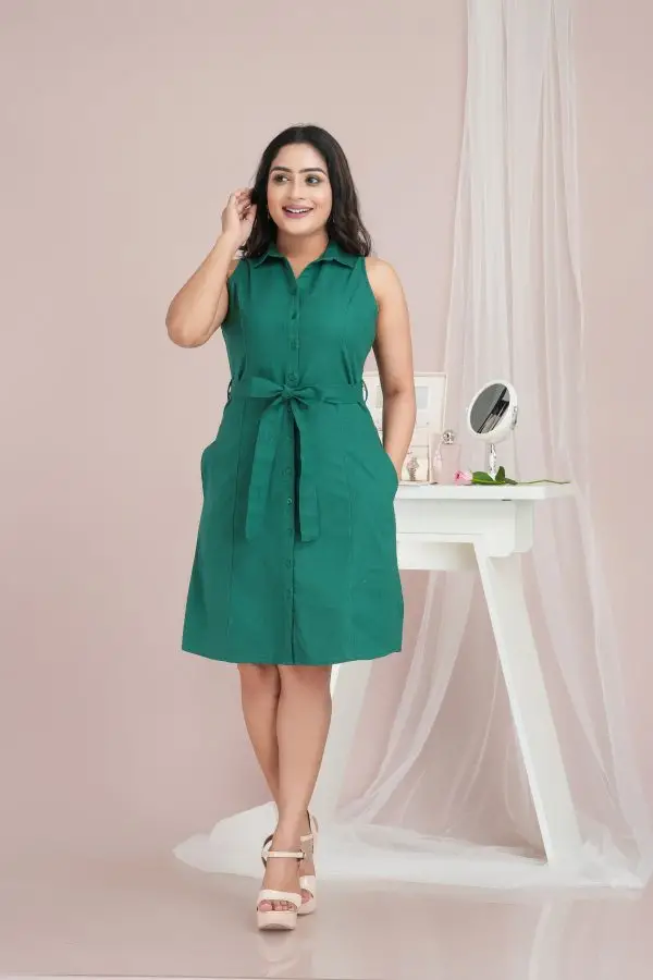 Sleeveless Princess Lined Button Up Short Dress - Image 4