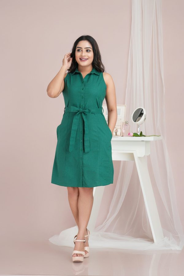 Sleeveless Princess Lined Button Up Short Dress - Image 4