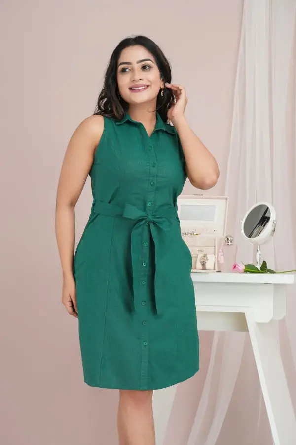 Sleeveless Princess Lined Button Up Short Dress
