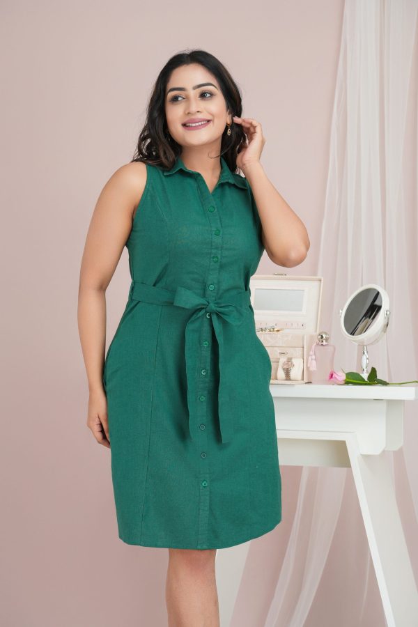 Sleeveless Princess Lined Button Up Short Dress