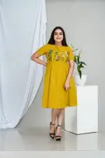 Floral Embroidered Pleated Short Dress - Image 3