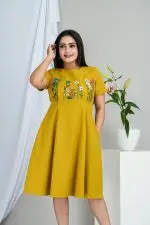 Floral Embroidered Pleated Short Dress