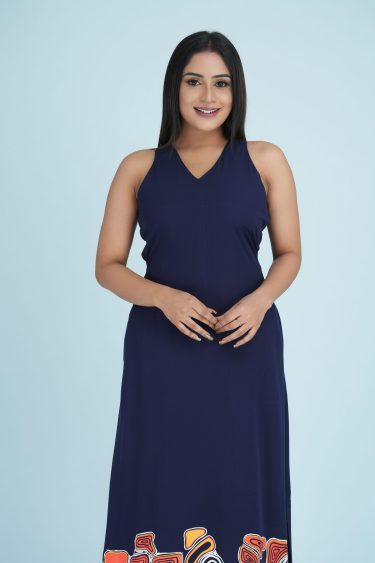 Abstract Printed Sleeveless Maxi Dress