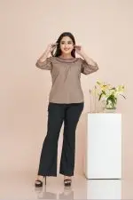 Yoke & Sleeve Embroidered Blouse Top - Image 3