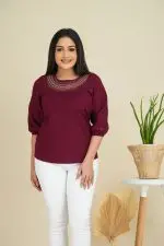 Yoke & Sleeve Embroidered Blouse Top - Image 5