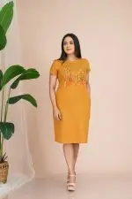 Floral Embroidered Short Sleeved Short Dress - Image 3
