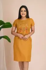 Floral Embroidered Short Sleeved Short Dress - Image 2