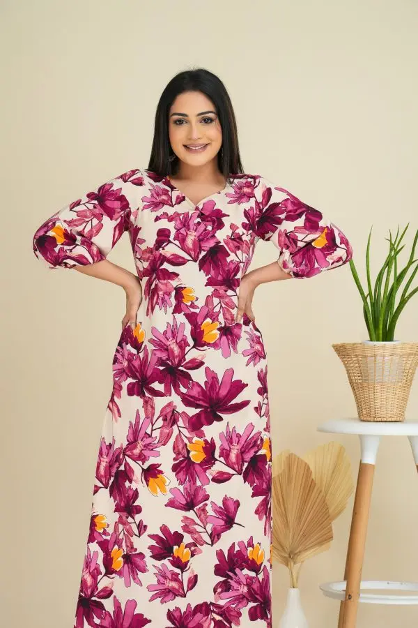 Floral Patterned Knot Detailed Maxi Dress - Image 2