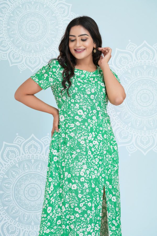 Floral Patterned Front Slit Detailed Maxi Dress - Image 2