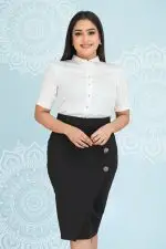 Mock Button  Detailed Asymmetric Pencil Skirt - Image 4