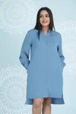 High-low detailed button up short dress - Image 4