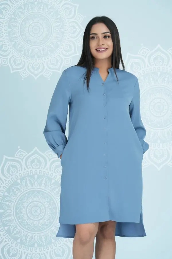High-low detailed button up short dress - Image 4