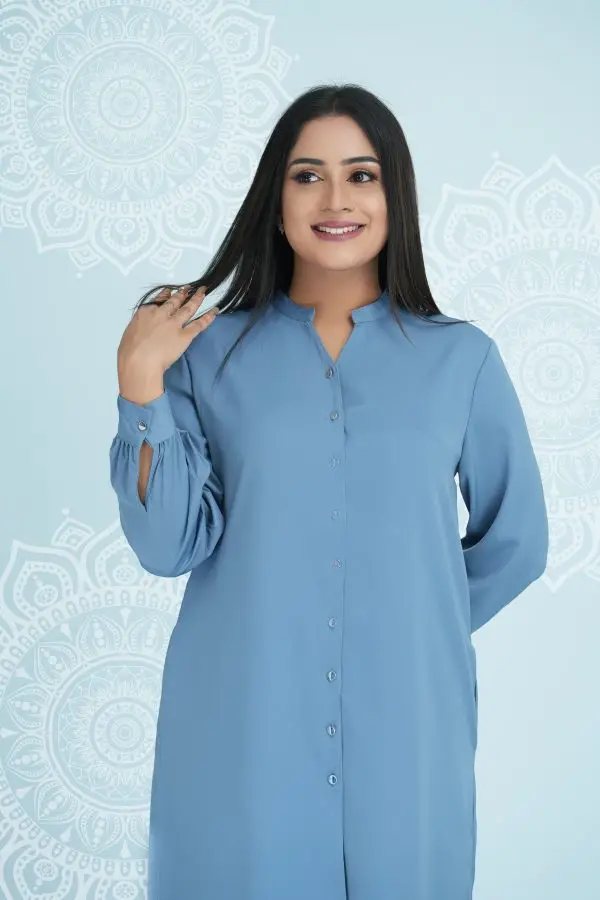 High-low detailed button up short dress - Image 3