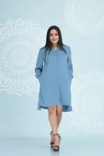 High-low detailed button up short dress - Image 2