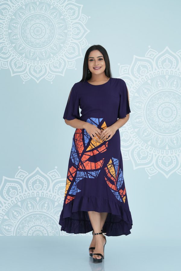 Printed Frill Detailed Maxi Dress - Image 3