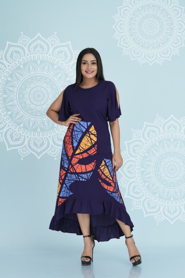 Printed Frill Detailed Maxi Dress